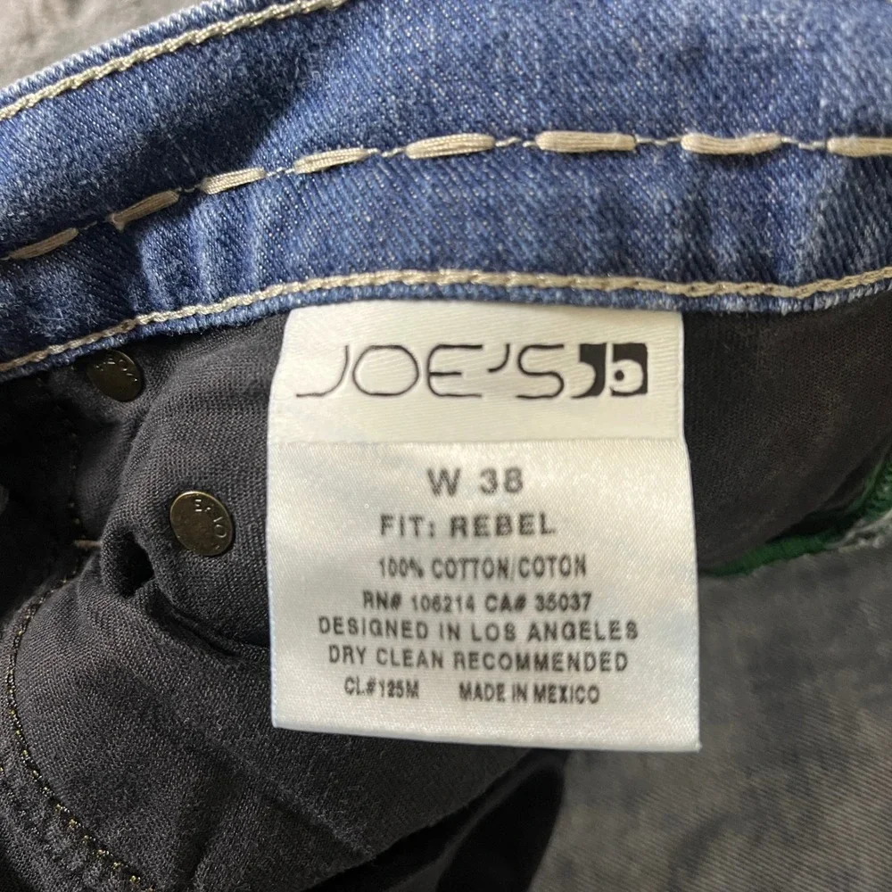 Joes Jeans Rebel Mens 38 Relaxed Straight Leg Dark Wash Distressed Denim AP483